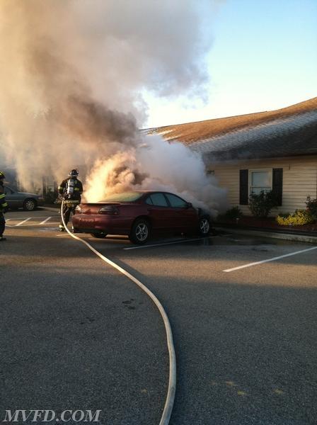 Firefighters responded to this auto fire at the Victory Baptist Church Road